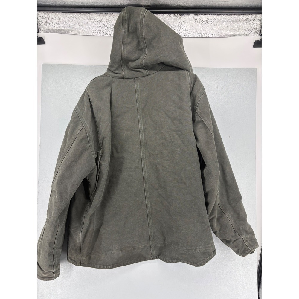 Carhartt Mens Hooded Jacket Moss Green Sherpa Lined Cotton Duck XL - Picture 6 of 8